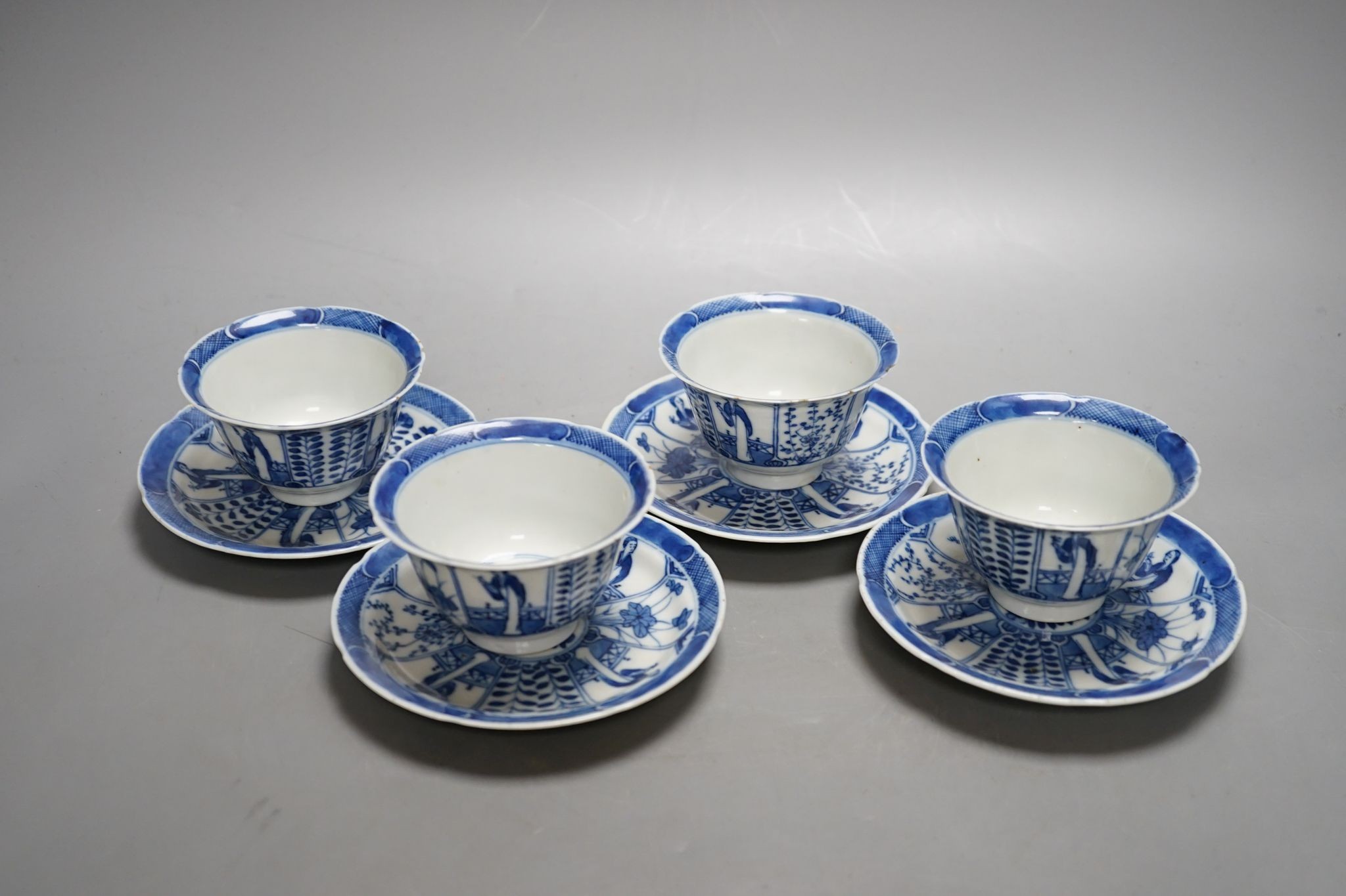 Four 19th century Chinese cups and saucers